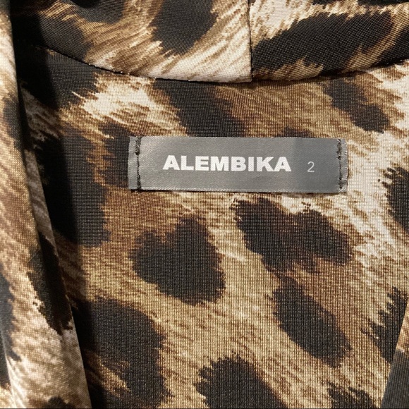 Alembika brand leopard print Women’s long sleeved dress with 2 pockets, size 2 - Picture 2 of 10